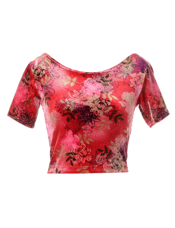 Label Velvet Low Back Crop Top Iron Safe Non-Iron Wrinkle Free