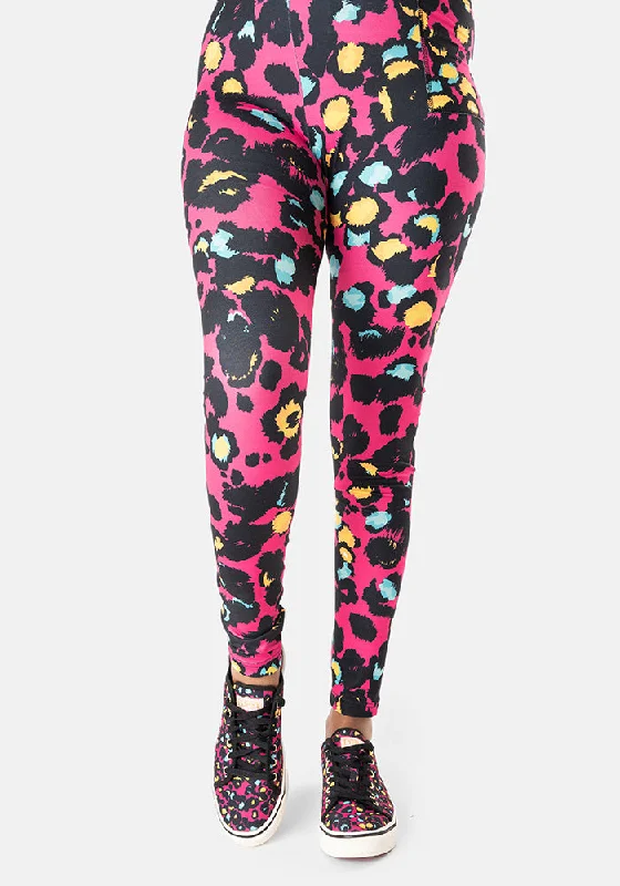 Rene Pink Animal Print Popsy Leggings Chic Workout Leggings