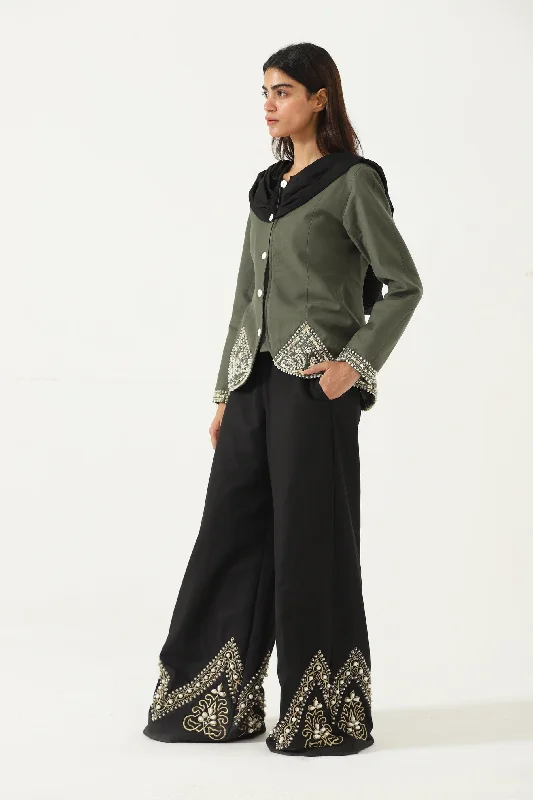 HAND EMBROIDERED SILK TROUSERS Trousers practical easy-care