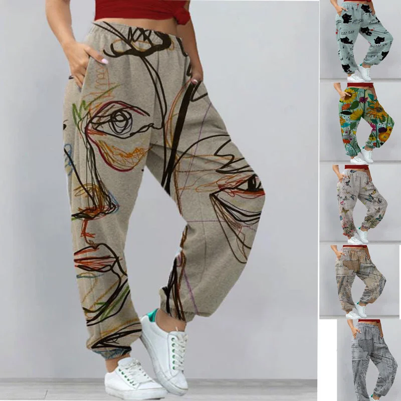 Women's Harem Pants Print Yoga Boho Sports Trousers With Pockets Trousers fashionable trendy Women's Harem Pants Print Yoga Boho Sports Trousers With Pockets Trousers fashionable trendy