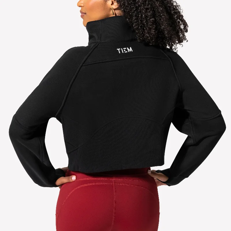 Half Zip Pullover - Black/White Crew Neck Wool
