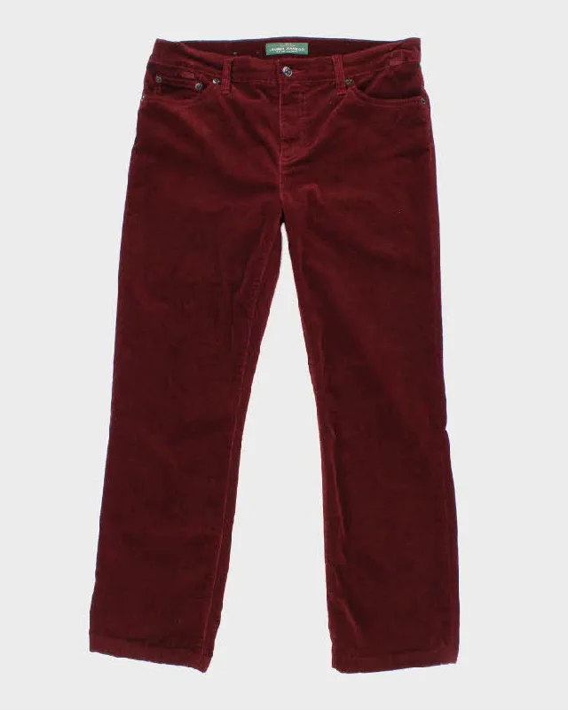Womens Burgundy Ralph Lauren Corduroy Trousers - W34 L27 Trousers Travel Practical