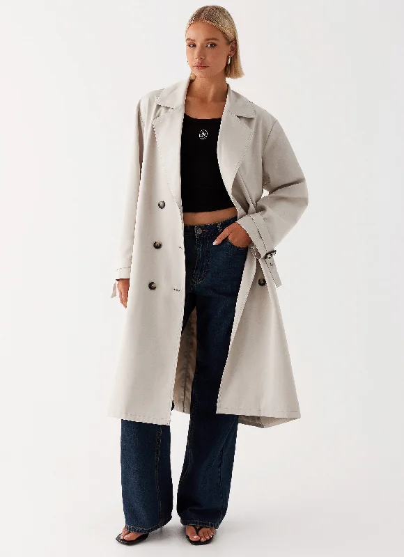 Frenchy Oversized Trench Coat - Stone Vest Waistcoat Gilet