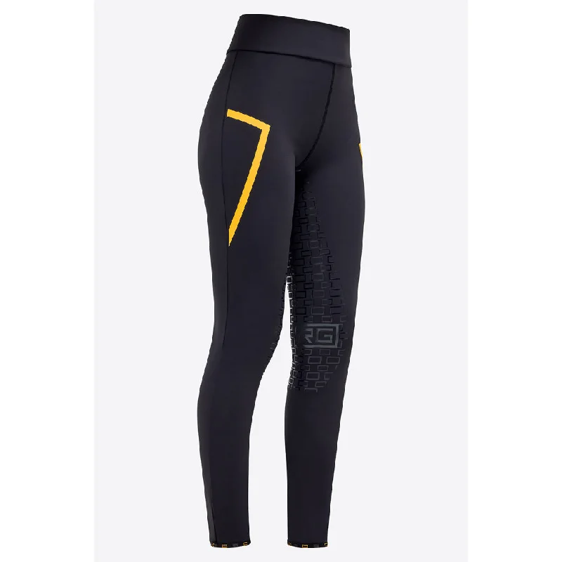 Riders Gene Ladies Full Seat Leggings with Phone Pocket Fashionable Lacy Detail Leggings