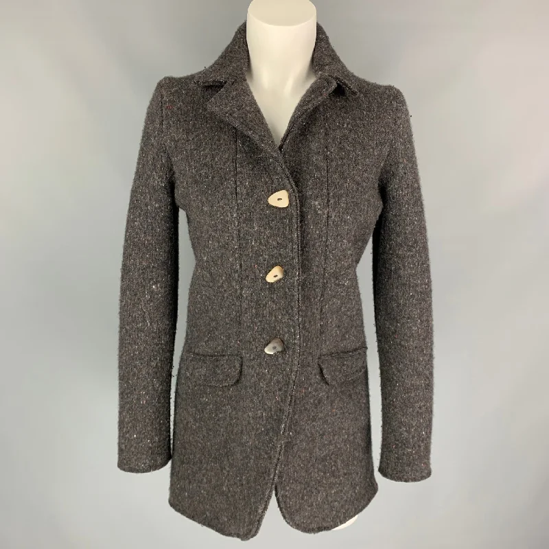 LANA BILZERIAN Size M Brown Heather Wool / Cashmere Coat Blouse Shirt Tunic