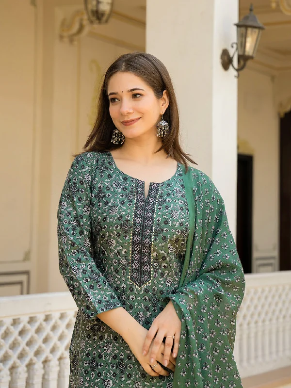 Women's Green Rayon Blend Ethnic Motifs Printed Straight Kurta Trouser With Dupatta - Ahika Trousers Favorite Customer Women's Green Rayon Blend Ethnic Motifs Printed Straight Kurta Trouser With Dupatta - Ahika Trousers Favorite Customer
