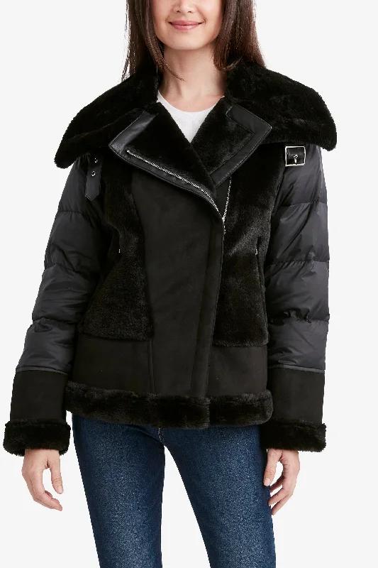 Tahari Faux Fur Asymmetric Zip Coat Asymmetrical Diagonal princess