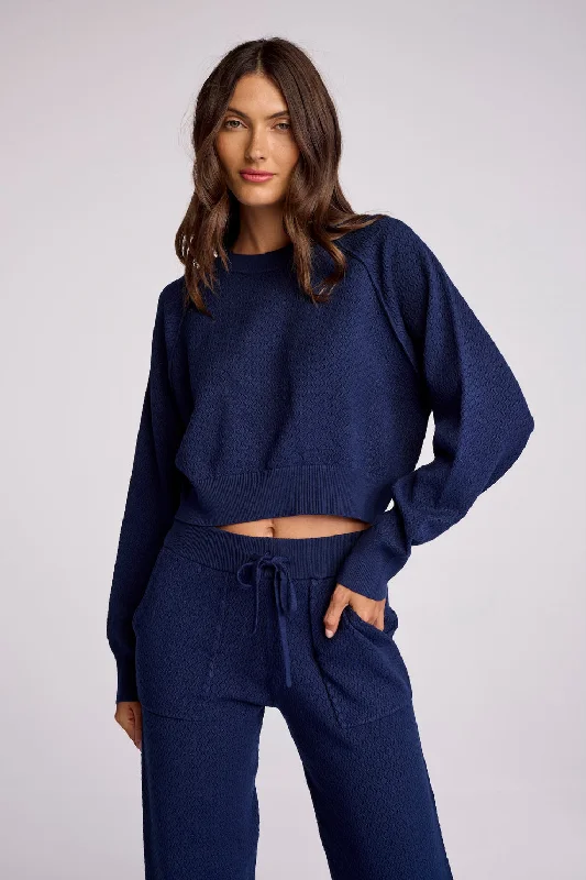 REAGEN PULLOVER - NAVY Textured Knit Design