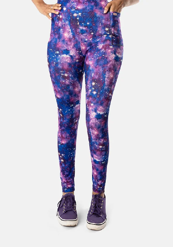 Rene Galaxy Print Popsy Leggings Comfortable Capri-Length Leggings
