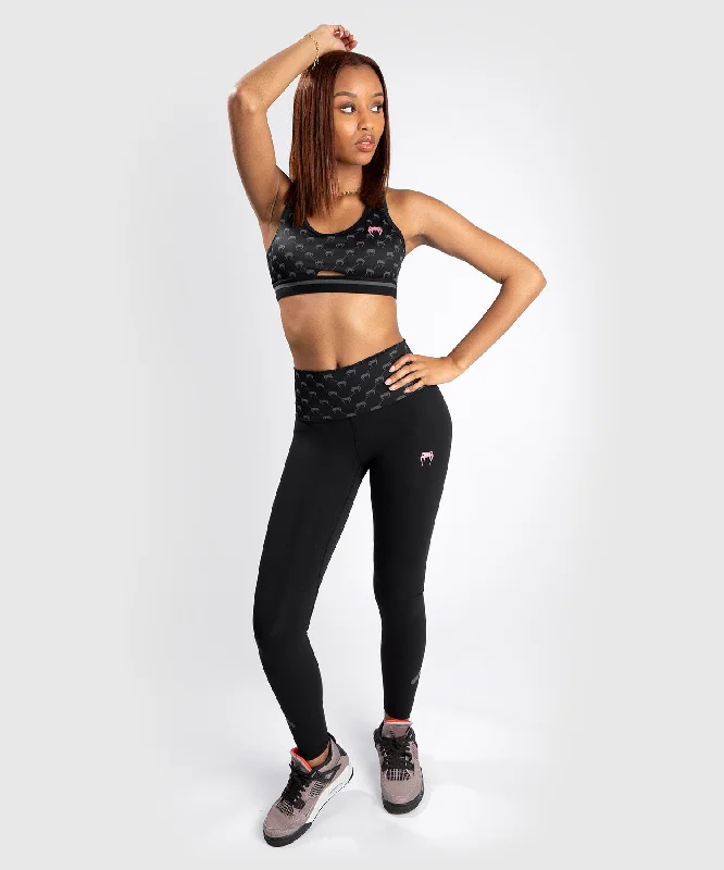 Venum Monogram Leggings - Black/Pink Gold Fashionable Embroidered Detail Leggings