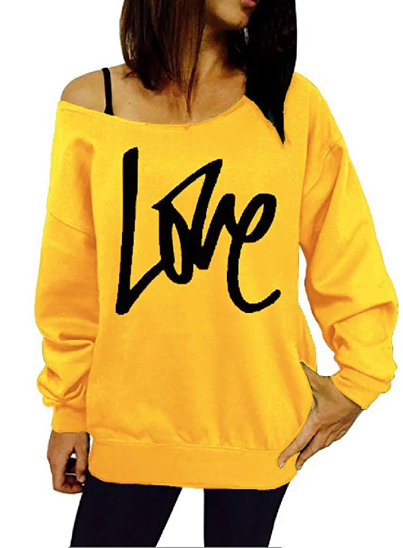 Casual Love Graphic Pullover Top Batwing Sleeve Top