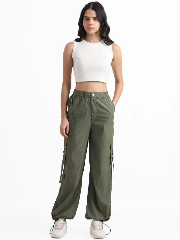 Nuon Olive Relaxed Fit Full Length Cargo Trousers Trousers Essential Wardrobe