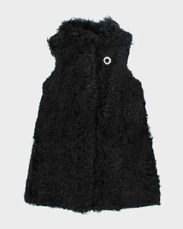 Vintage Y2K Dolce & Gabbana Faux Fur Sleeveless Long Coat - M Print Jacquard Embroidered