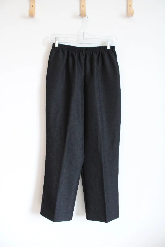 Alfred Dunner Solid Black Trouser Pants | 10 Petite Trousers Pleated Formal