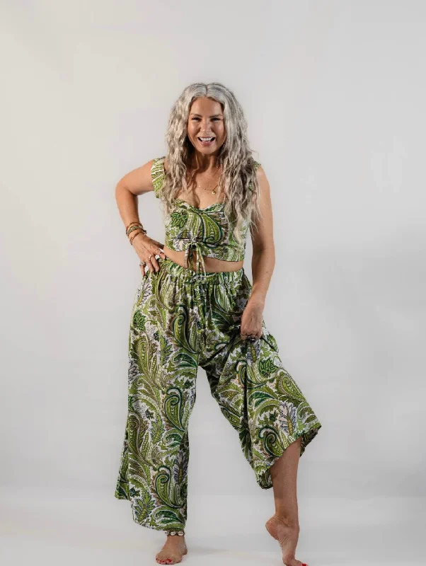 Island life Trousers - Green Paisley Trousers Corduroy Warm