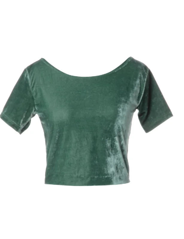 Label Velvet Low Back Crop Top Machine Wash Dry Clean Hand Wash
