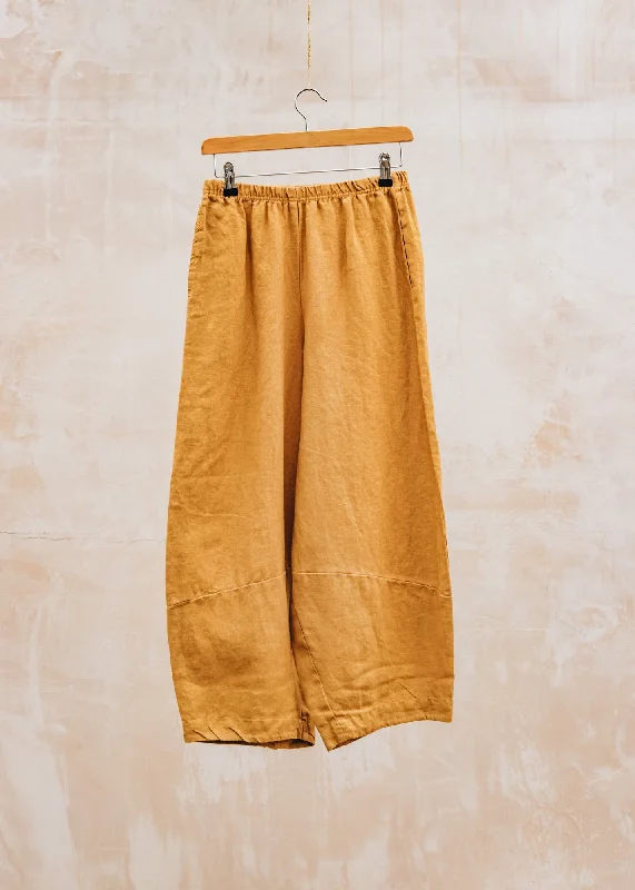 Solid Linen Lantern Trousers in Manuka Trousers sophisticated sleek