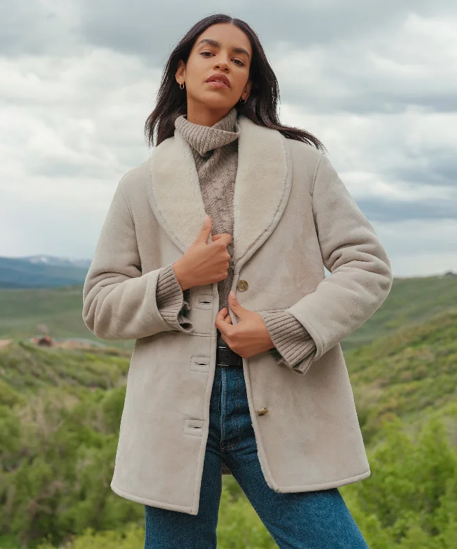 Aspen Shearling Coat Vent Hem Cuff