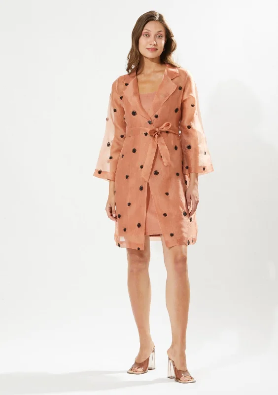 Gaia coral coat dress and inner Trapeze Tunic Caftan