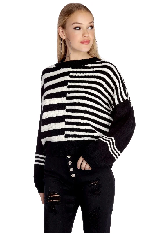 Stripe Life Long Sleeve Pullover Short Sleeve Top