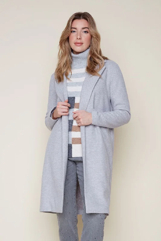 Renuar Knit Coat R3865-E2196-HEAGRE Heather Grey Trapeze Tunic Caftan