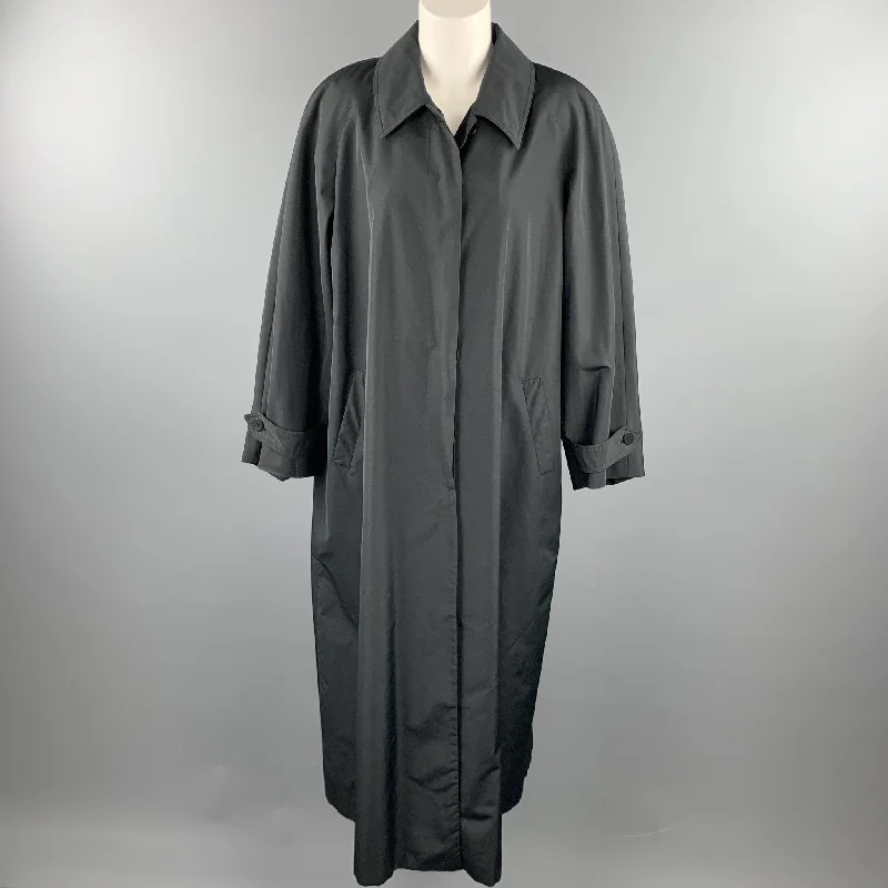 JOAN & DAVID Size 8 Black Polyester / Silk Long Coat Sleeveless Short Sleeve Long Sleeve JOAN & DAVID Size 8 Black Polyester / Silk Long Coat Sleeveless Short Sleeve Long Sleeve