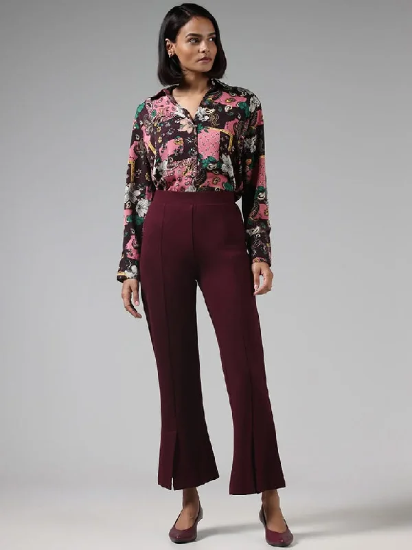 Wardrobe Solid Burgundy Slit Ponte Trousers Trousers Cargo Utility