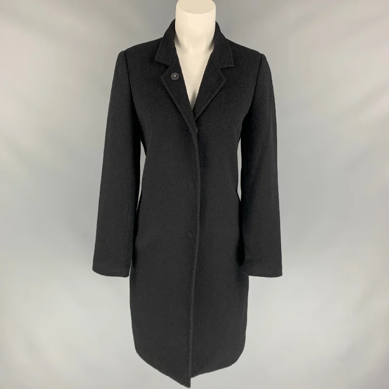 LAN JAENICKE Size 2 Black Cashmere Hidden Button Coat Bolero Crop Top Camisole