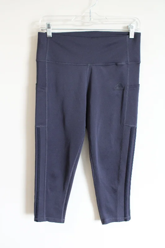 Adidas PrimeGreen AeroReady Dark Blue Capri Legging | M Cozy Reflective Detail Leggings