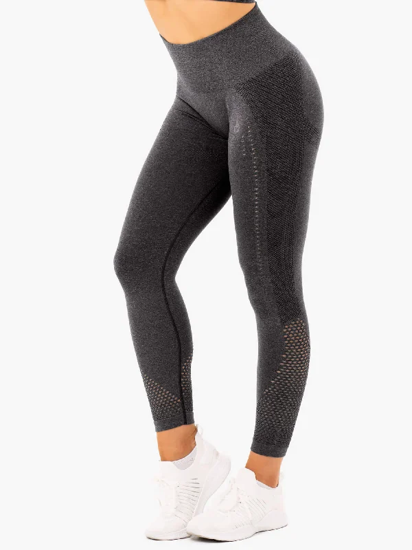 Ryderwear | Seamless Staples Leggings - Charcoal Marl Fashionable Lacy Detail Leggings Ryderwear | Seamless Staples Leggings - Charcoal Marl Fashionable Lacy Detail Leggings
