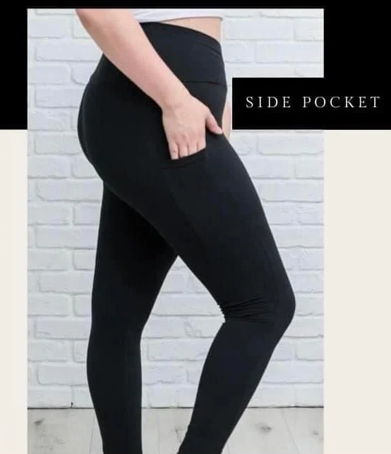 Black Pocket Leggings Comfortable Running Leggings