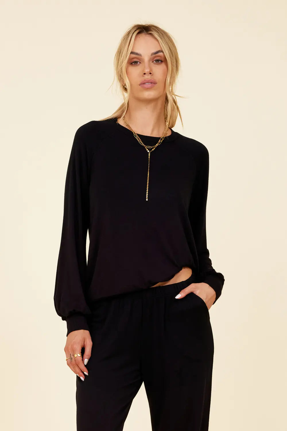 Classic Bell-Sleeved Pullover Fitted Ribbed Sweater