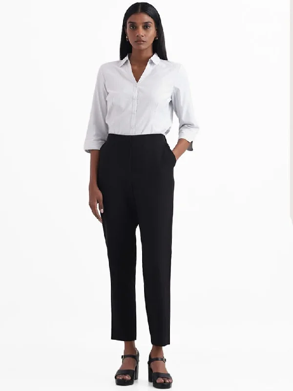 Wardrobe Solid Black Formal Trousers Trousers Chinos Classic