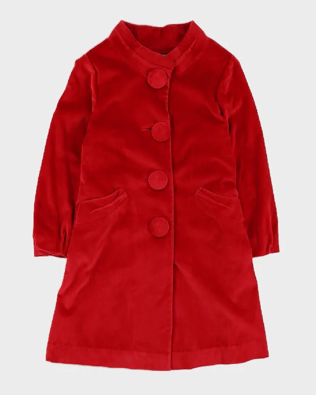 Red Velvet Short Coat - S Nylon Polyester Spandex