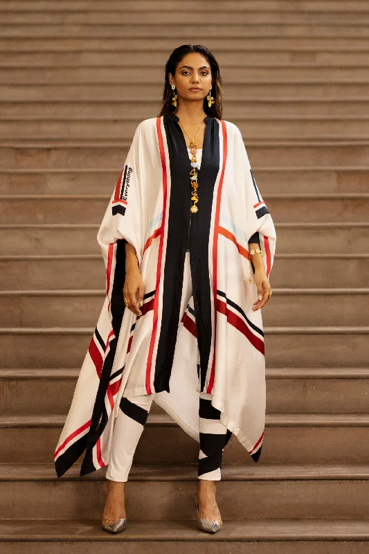 Striper Cape With Crop Top And Pants Nylon Fabric Polyester Fabric Spandex Fabric