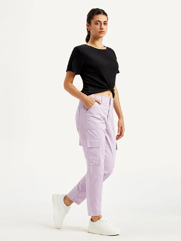 Women's High Rise Lilac Cargo Trousers Trousers Bestseller Popular