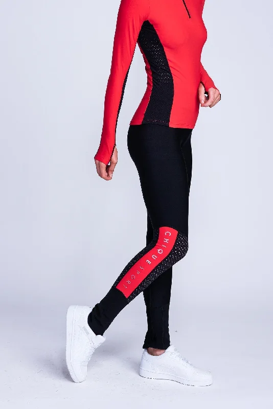 Inspire Non-Slip Leggings in Red Fashionable Printed Legging Pants