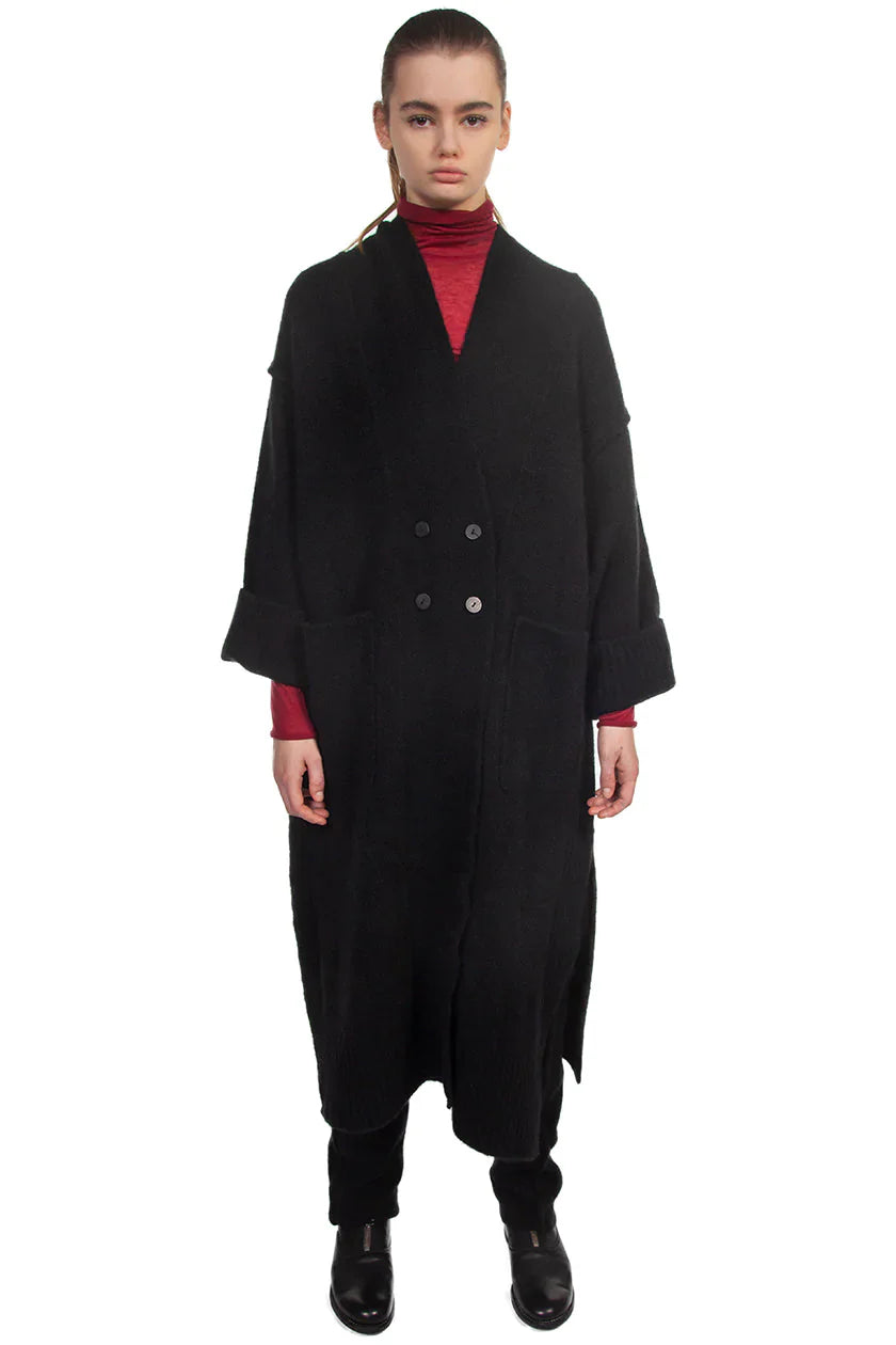Black Yak Wool Coat Houndstooth Coat Plaid Coat Tartan Coat