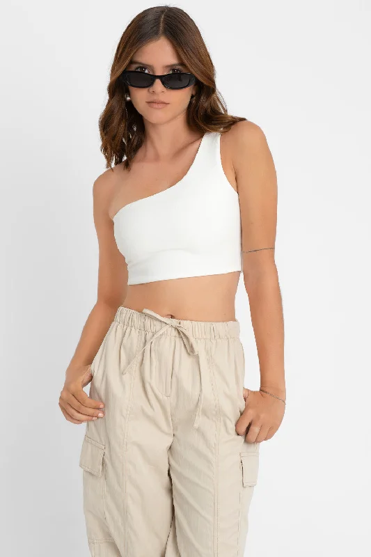 Crop top asimétrico un hombro Anti-Pilling Machine Wash Handmade