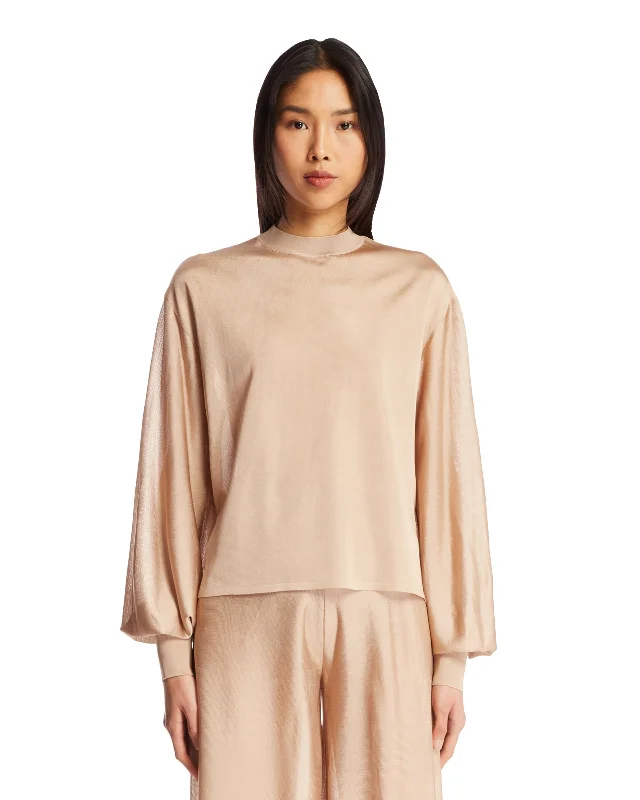 Pullover In Viscosa Ampio Beige Open Front Cardigan