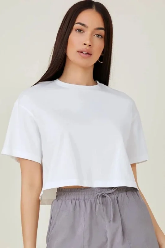 Between Us White Crop Top Mesh Blend Leather Blend Suede Blend