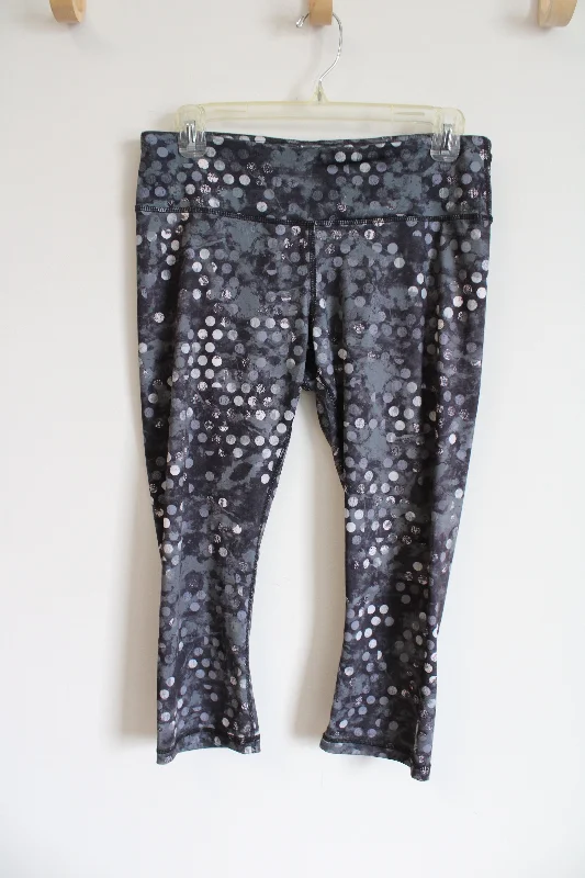 Reebok Gray Dotted Ankle Leggings | M Trendy Sporty Compression Leggings