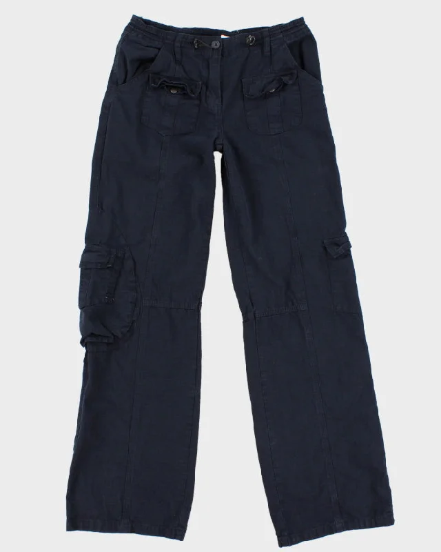 Women's Vintage Navy Cargo Trousers -W 28 Skinny Trousers Denim Stretchy