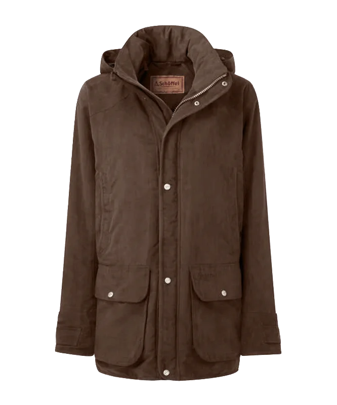 Oundle Country Coat - Coffee Bean Knit Woven Fleece
