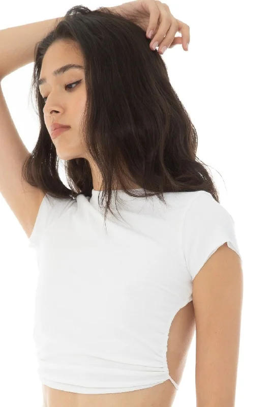 Still True White Crop Top Seamless Knitted Crochet