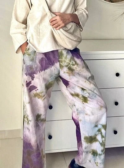 Natural Dyed Tencel Trousers | Pants with pockets Trousers versatile all-occasion
