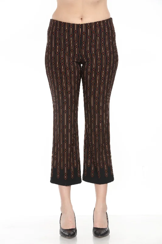 Joseph Ribkoff Black/Multi Geometric High-Waist Flare Trousers 244148 Trousers Bridal Satin
