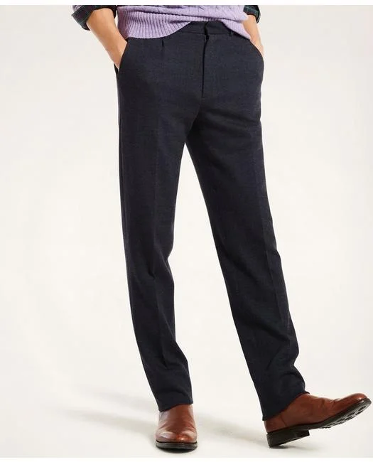 Brooks Brothers Men's Knit Herringbone Suit Trousers Navy Skinny Trousers Denim Stretchy