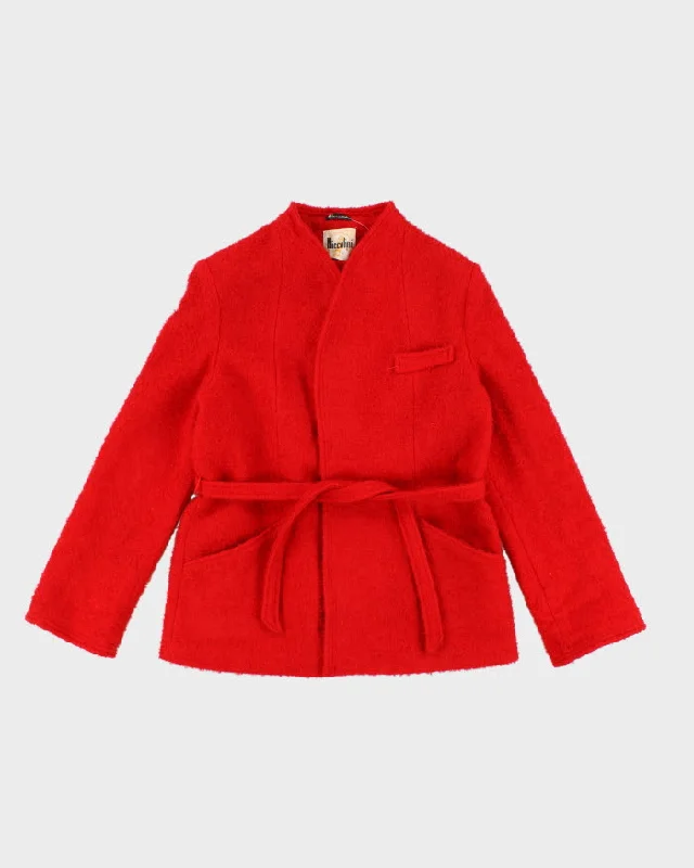 Vintage 80s Niccolini Darling Red Belted Coat - L Bomber Denim Leather