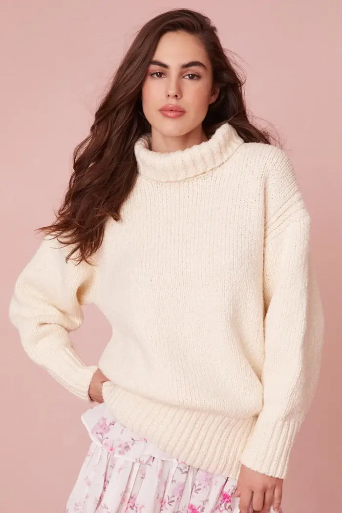 Love Shack Fancy - Valli Pullover Sweater in Sugar Cookie Cap Sleeve Casual